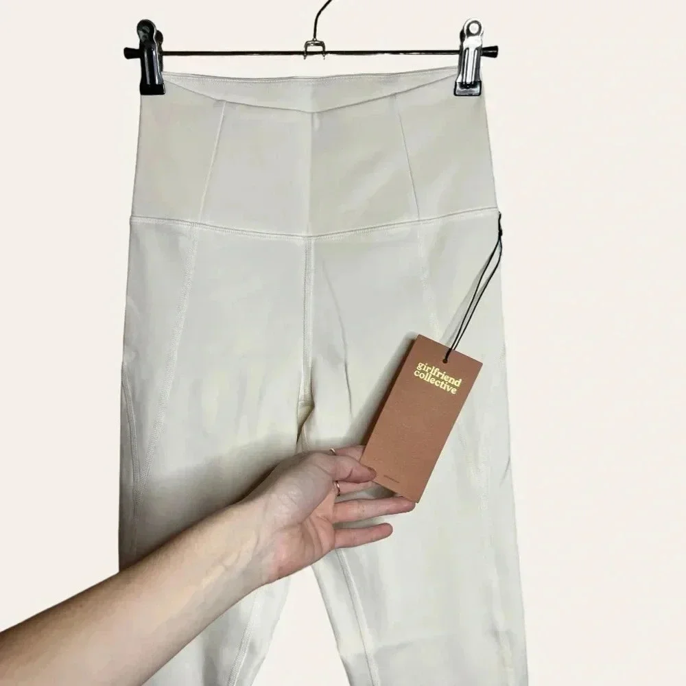 NWT Girlfriend Collective high rise compressive leggings Ivory XS 28.5” - Picture 7 of 8
